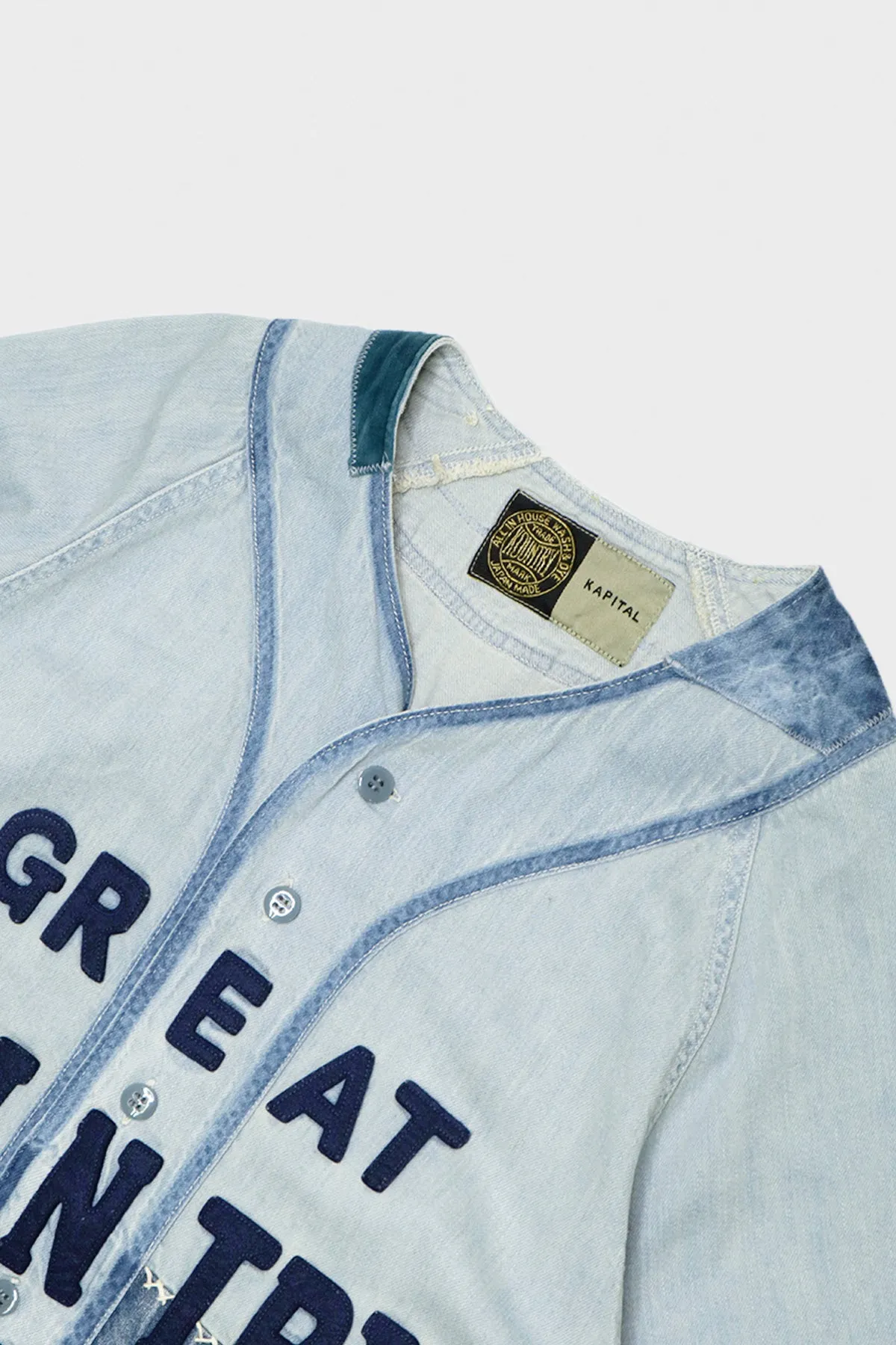 8oz Denim GREAT KOUNTRY Damaged Baseball Shirt