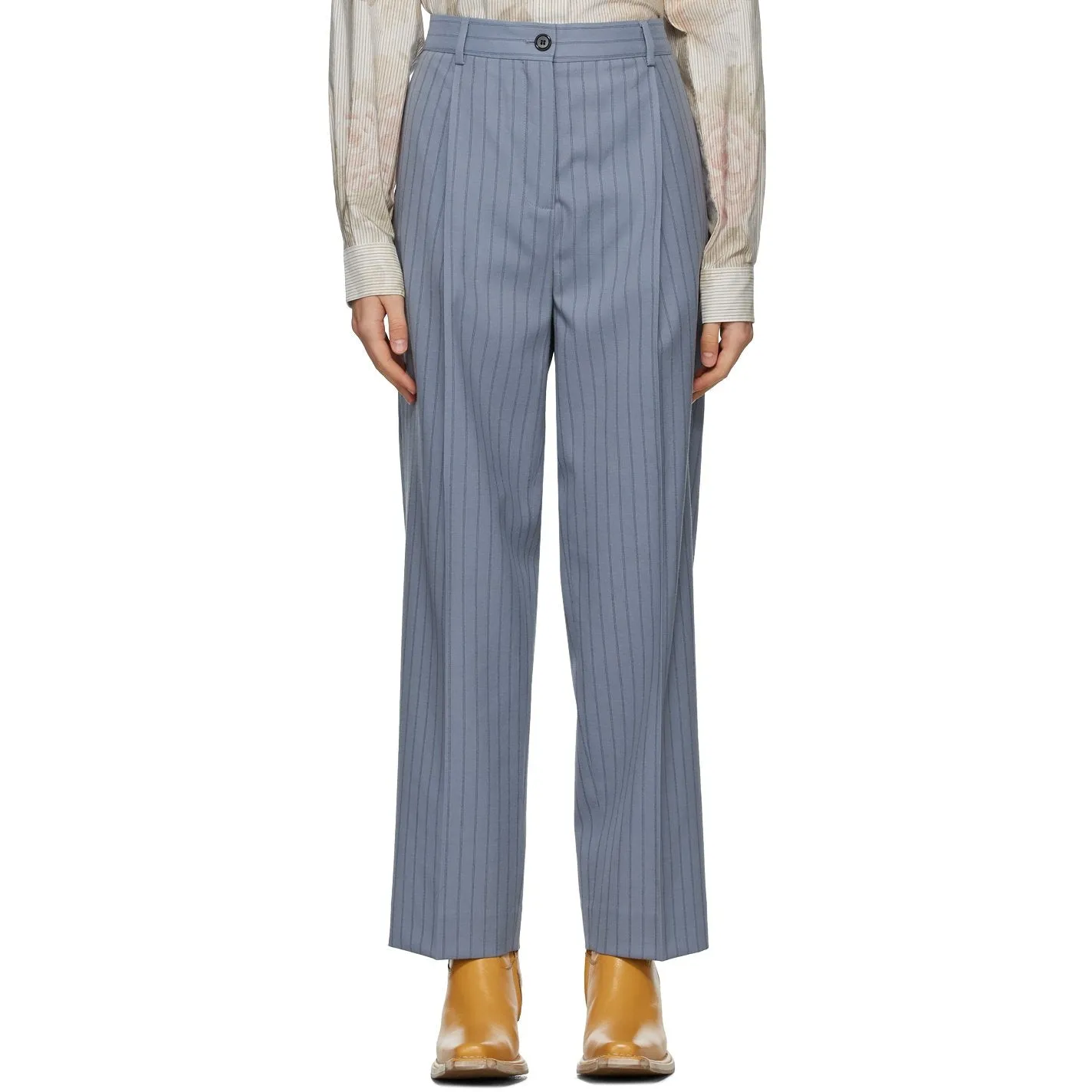 Acne Studios Blue Wool Pleated Trousers