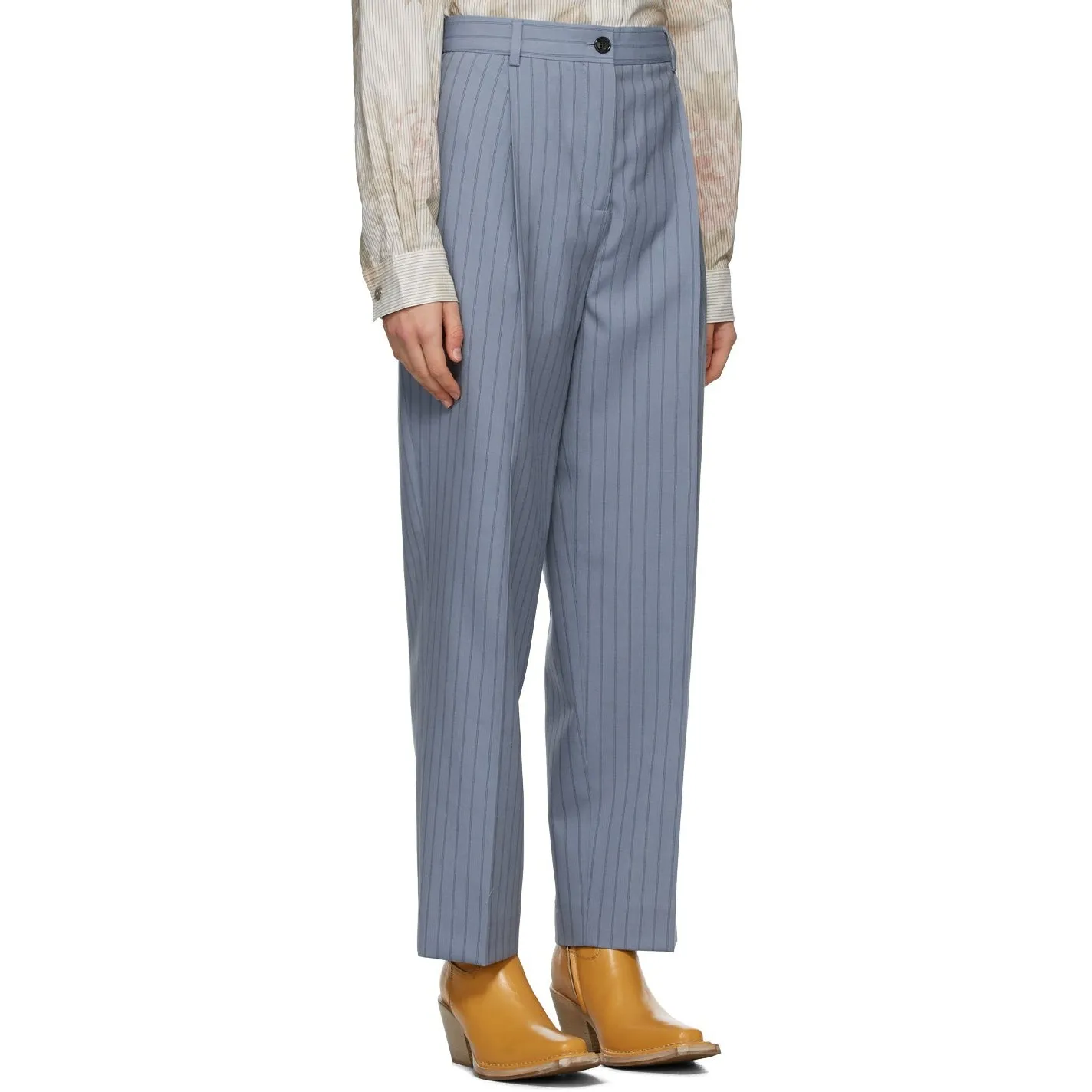 Acne Studios Blue Wool Pleated Trousers