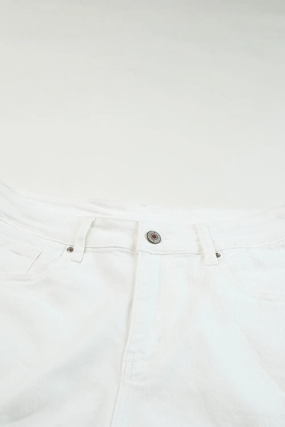 *APP EXCLUSIVE* Frayed Hem Distressed Denim Shorts with Pockets