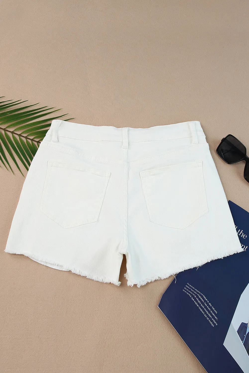 *APP EXCLUSIVE* Frayed Hem Distressed Denim Shorts with Pockets