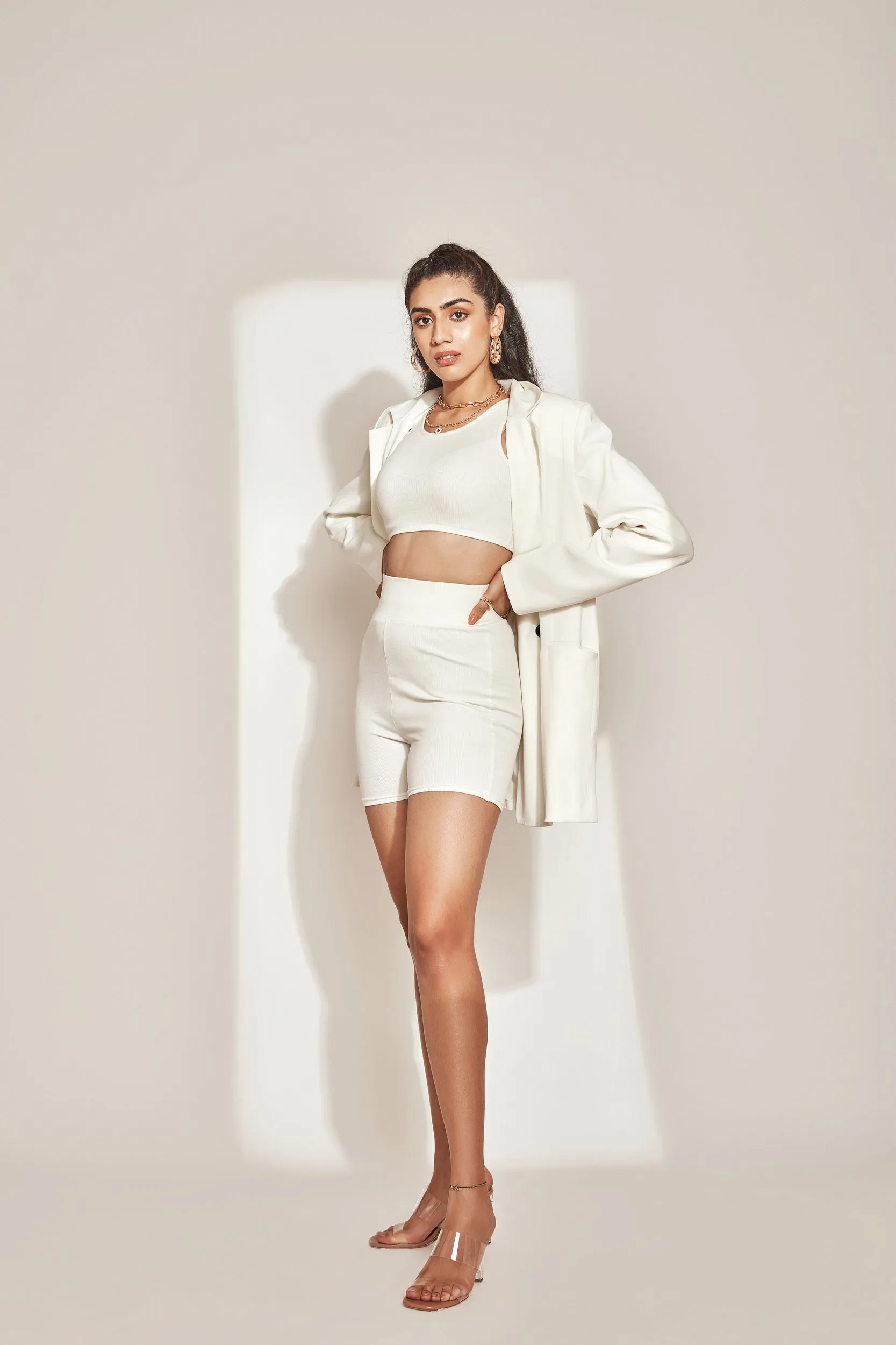 Athleisure Tank Top & Cycling shorts -White
