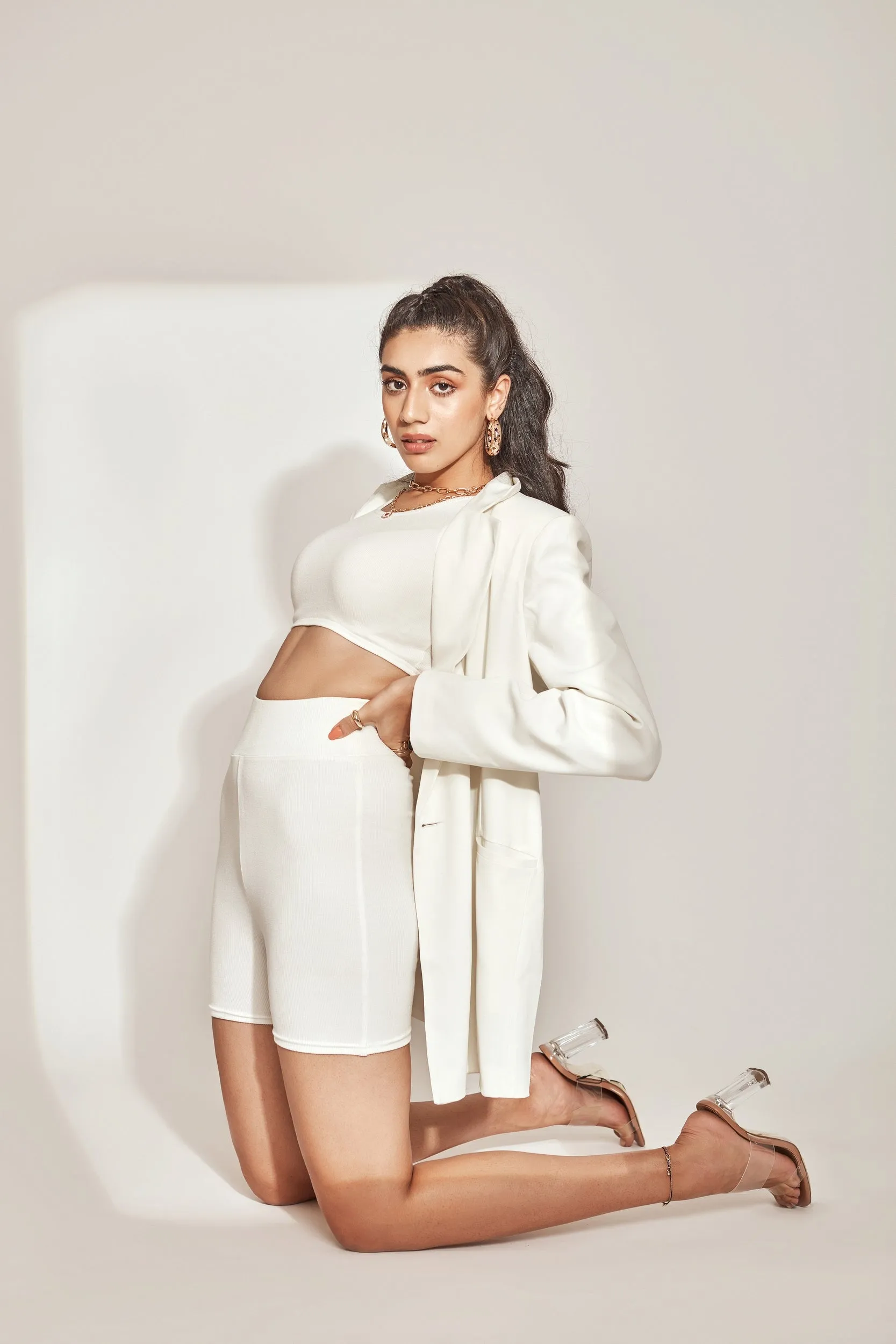 Athleisure Tank Top & Cycling shorts -White