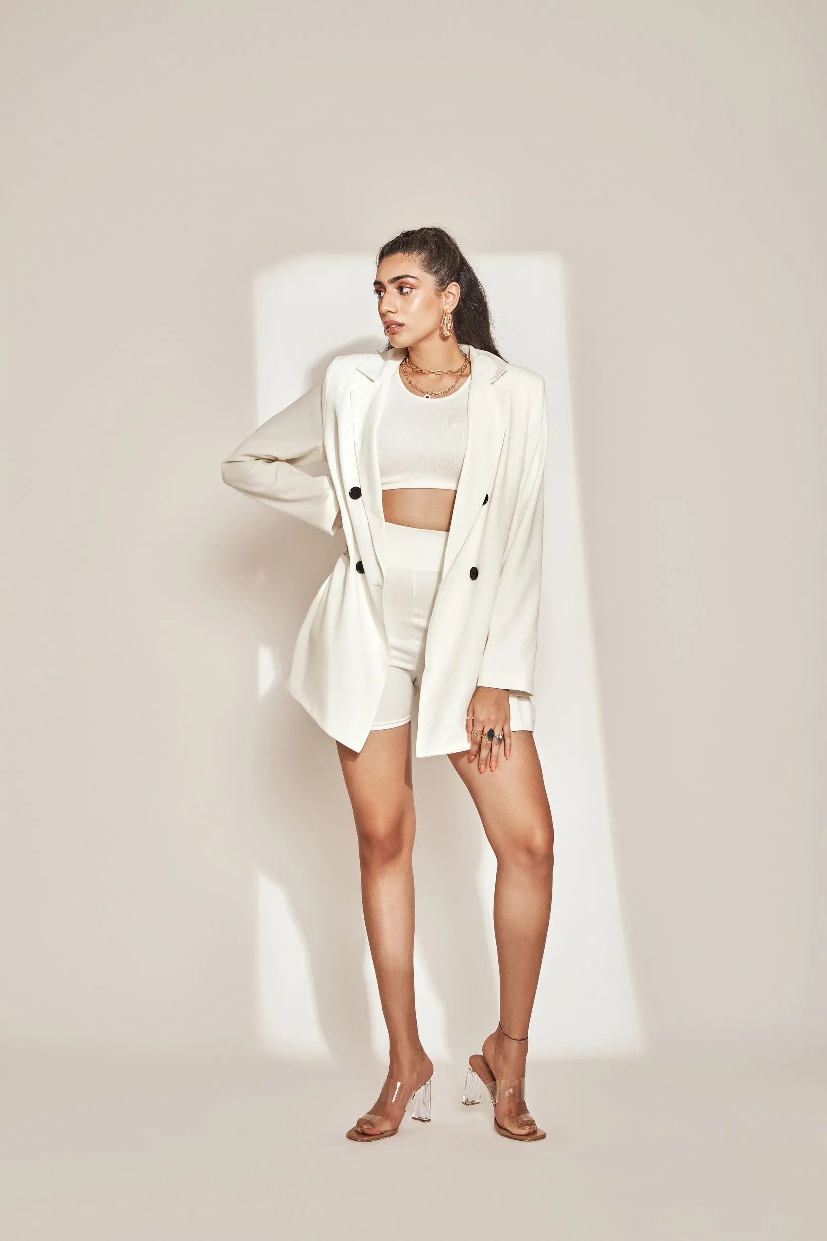 Athleisure Tank Top & Cycling shorts -White
