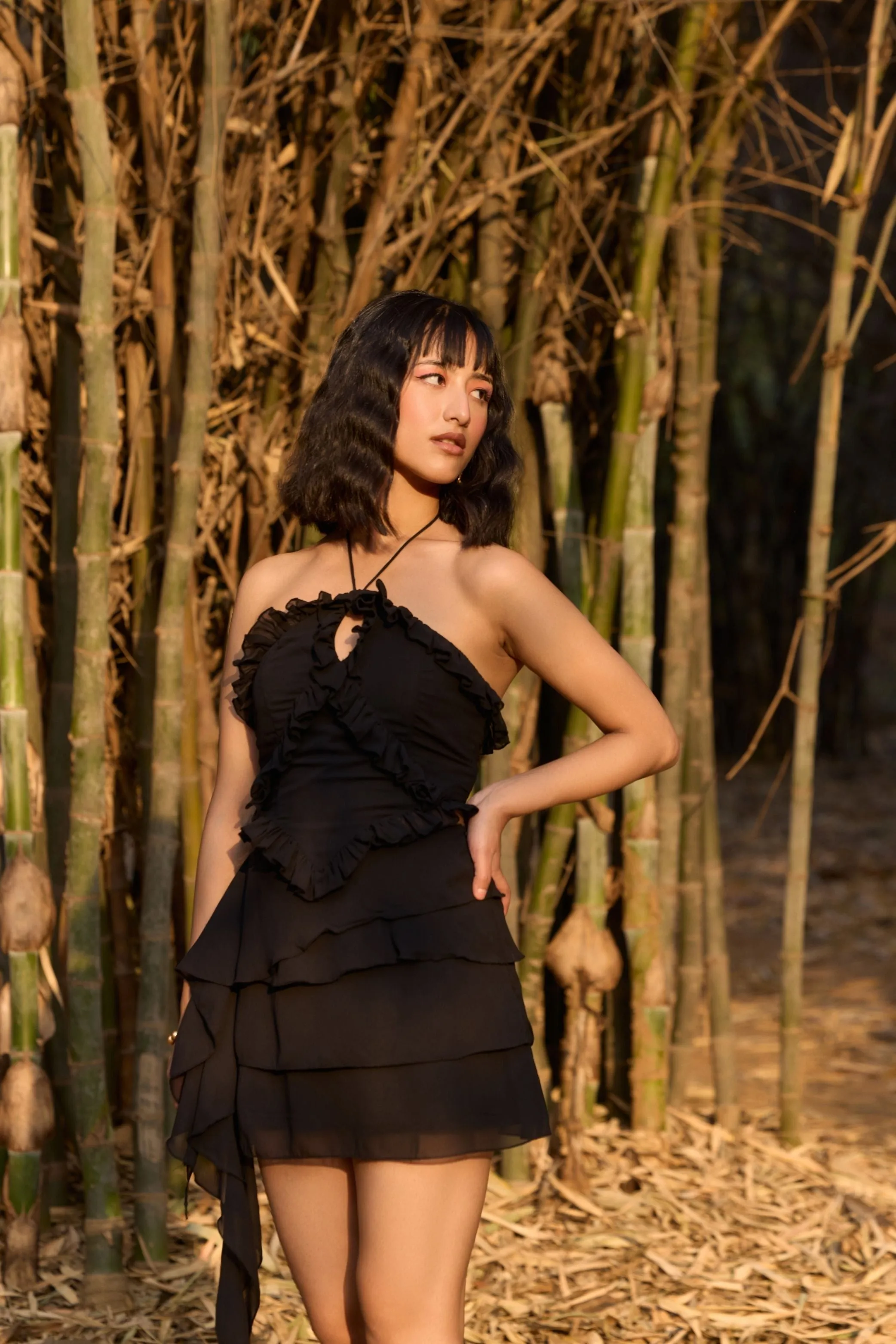 Black Asymmetrical Layered Skirt