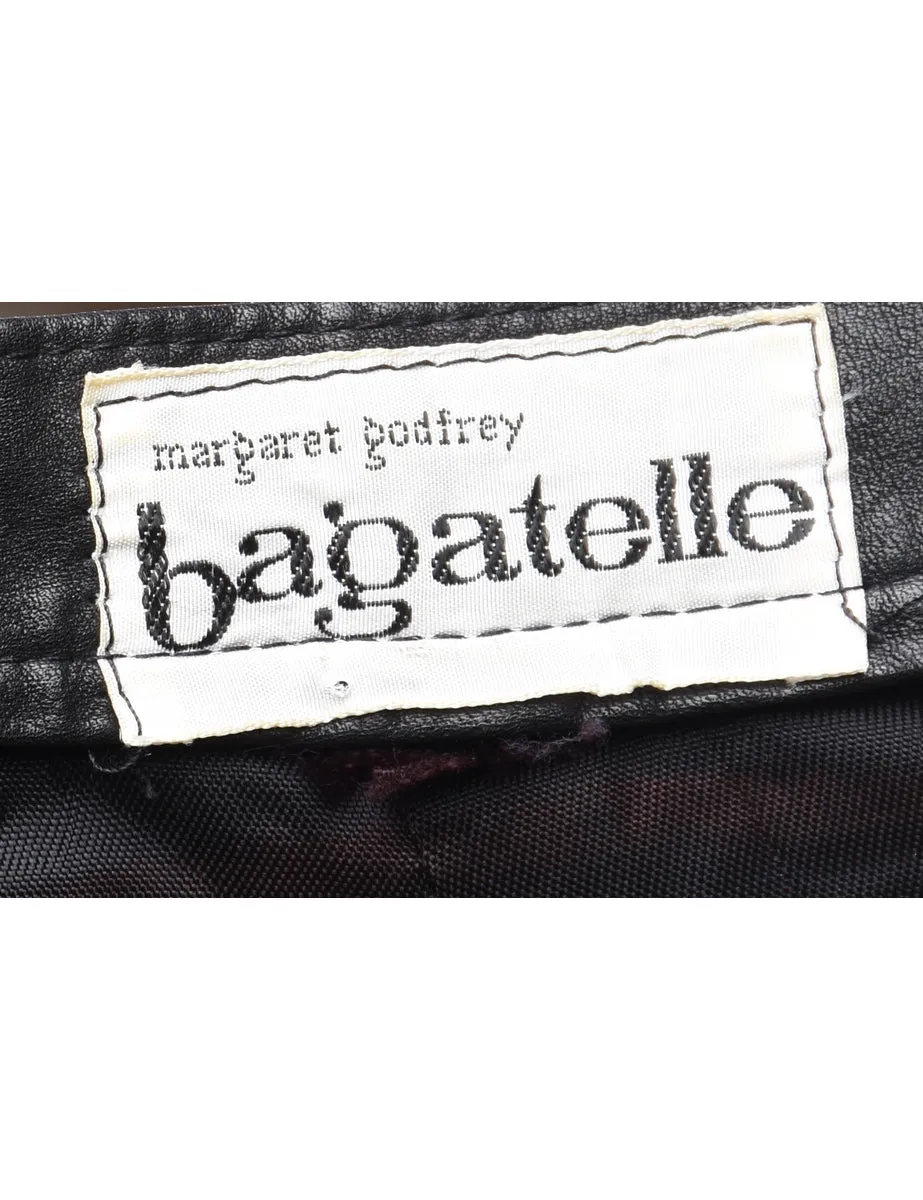 Black High Waist Pleated Leather Trousers - W26 L30