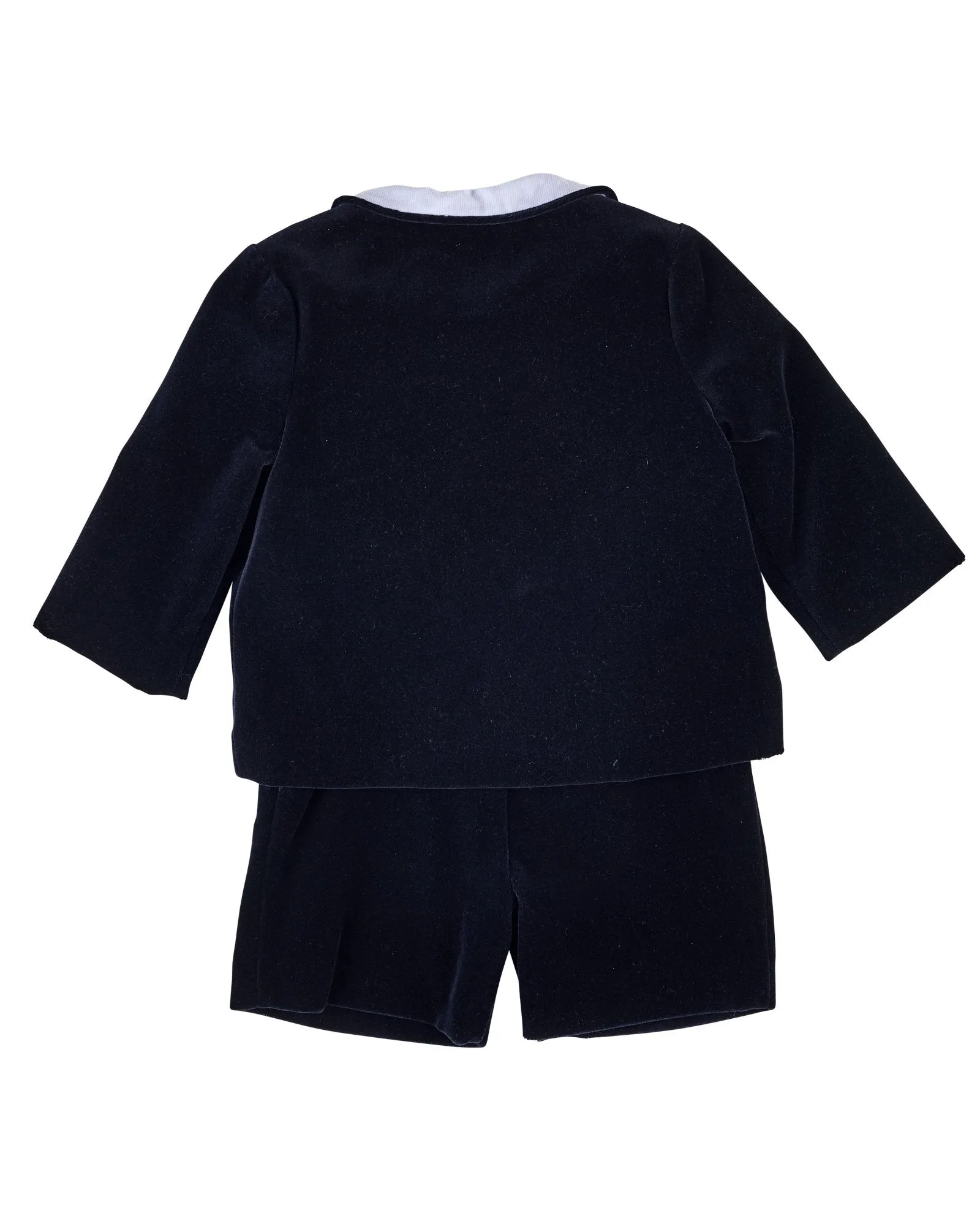 Black Velvet Jacket And Short With Woven Short Sleeve Shirt
