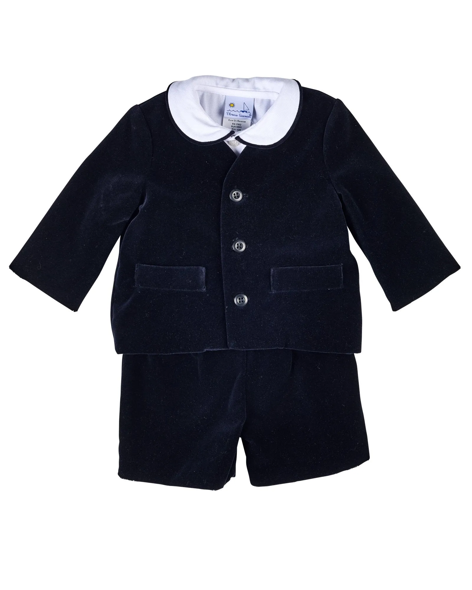 Black Velvet Jacket And Short With Woven Short Sleeve Shirt
