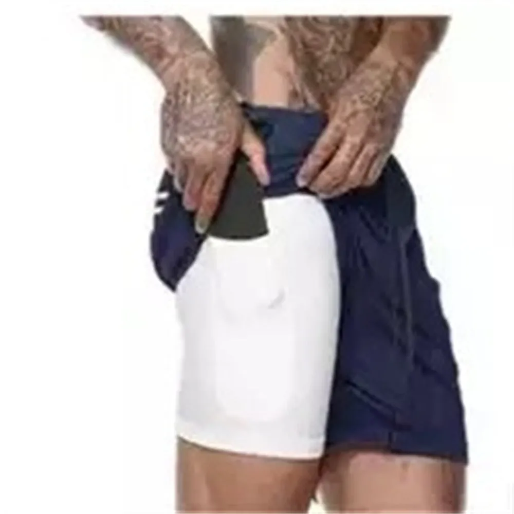 Double Layer Solid Shorts Large Size Fitness