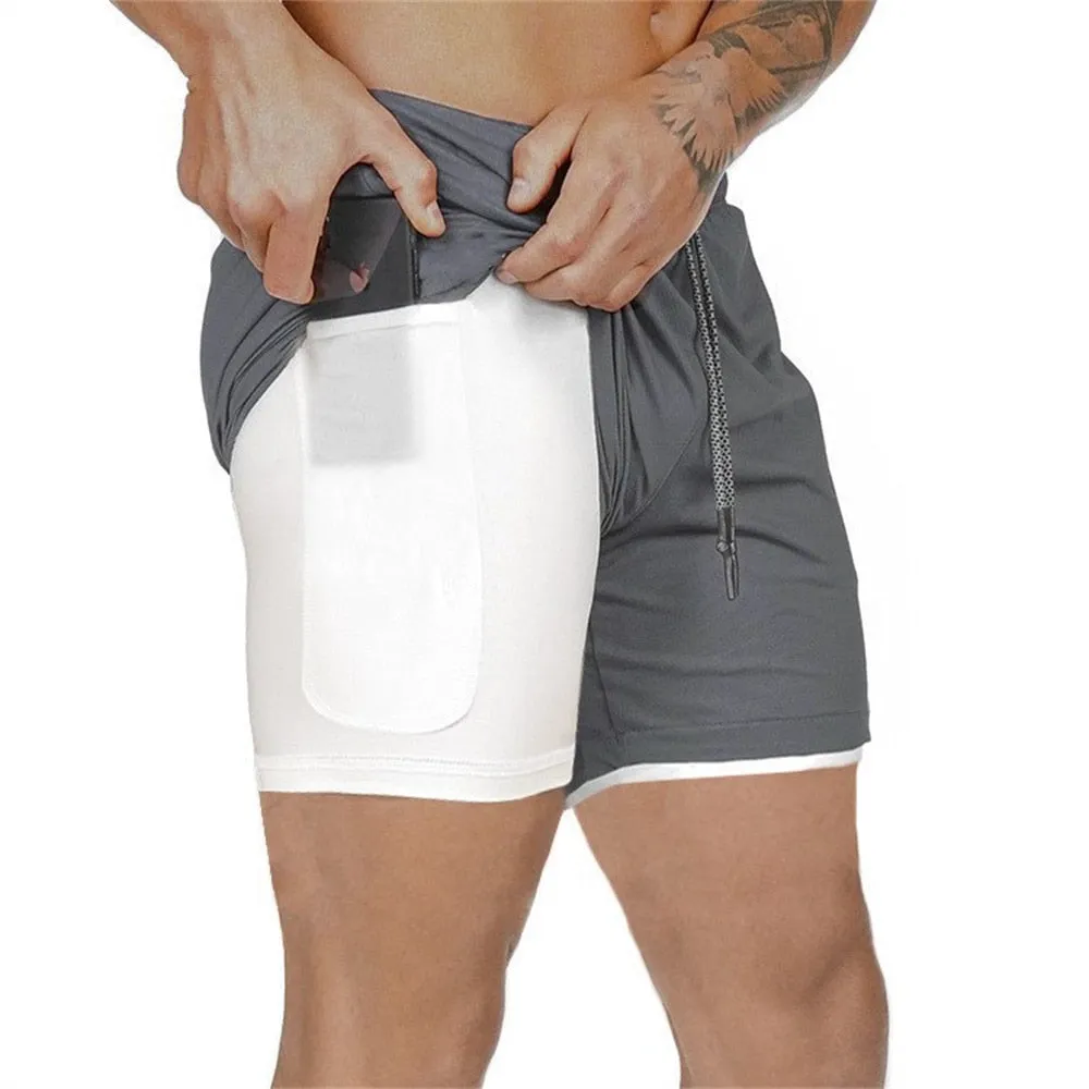 Double Layer Solid Shorts Large Size Fitness