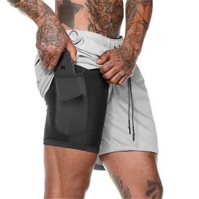 Double Layer Solid Shorts Large Size Fitness