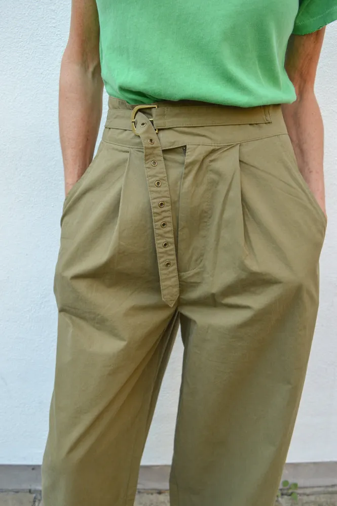 Dream Khaki Pleated Twill Trousers