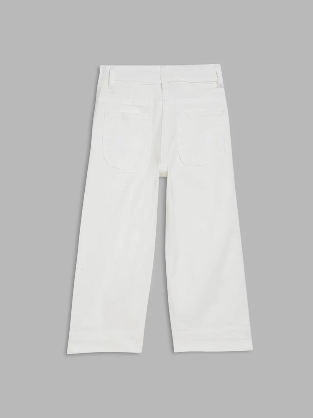 Elle Kids Girls White Solid Relaxed Fit Jeans
