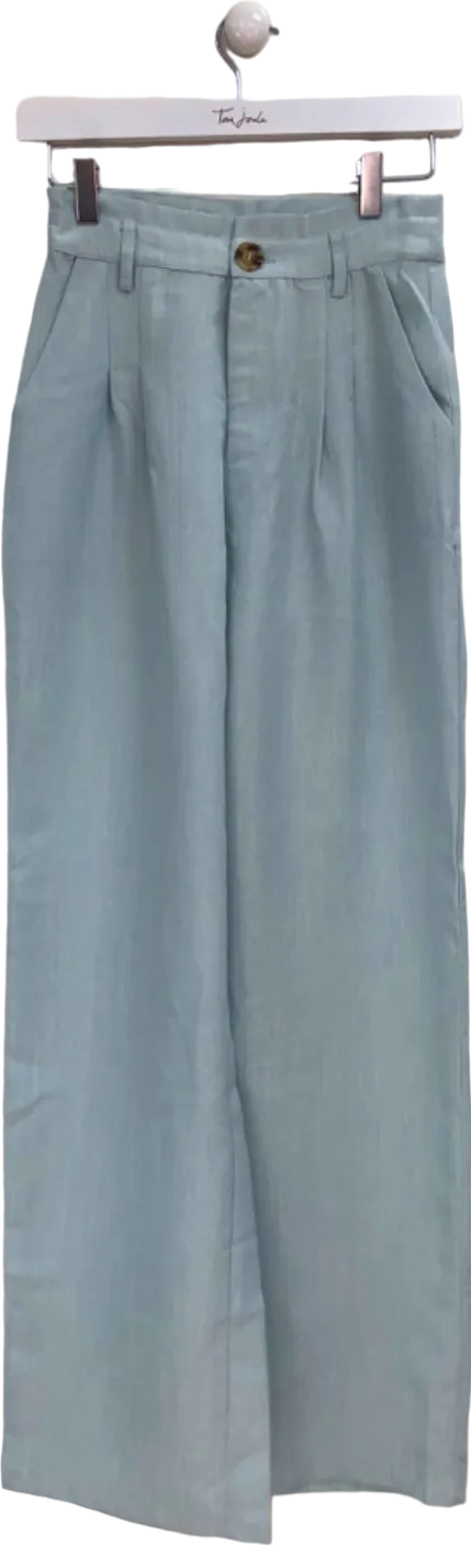 Fashion Nova Light Blue High-Waist Wide Leg Trousers UK S