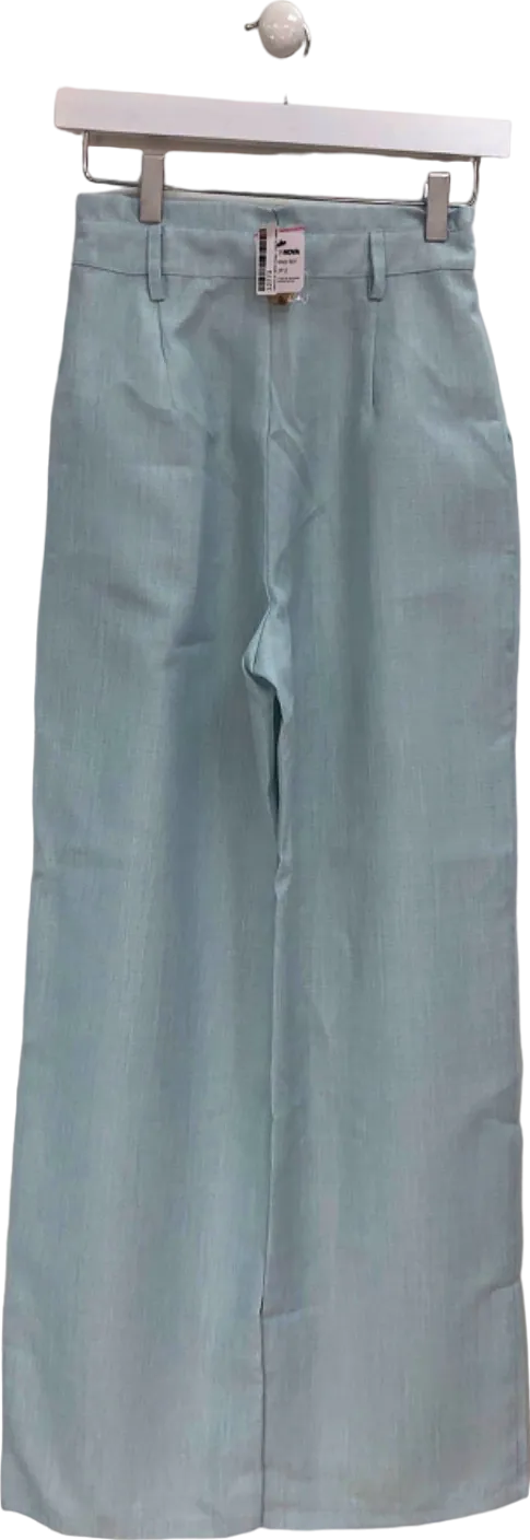 Fashion Nova Light Blue High-Waist Wide Leg Trousers UK S