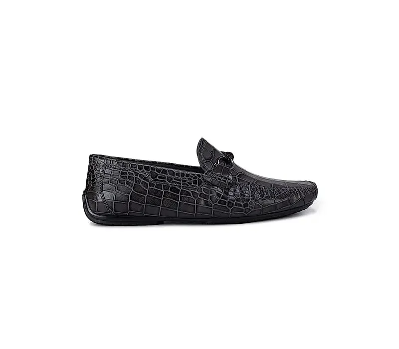 Grey Croco Effect Moccasins