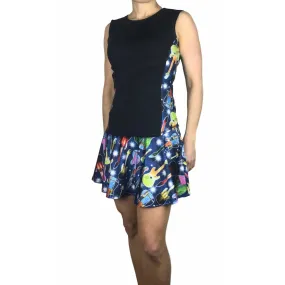 Guitar Rock 'n' Roll Women's Athletic Outfit - Running Outfit, Golf Apparel, Tennis Outfit Skirt w/ built in compression shorts