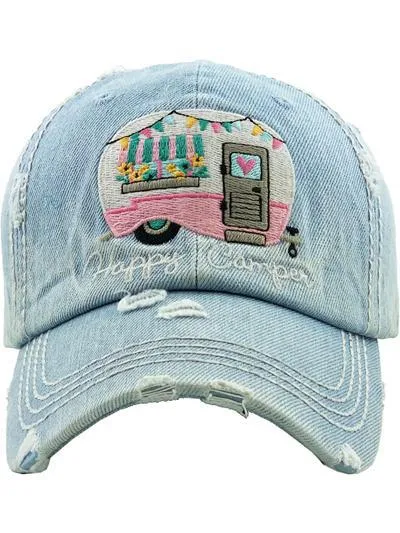 HAPPY CAMPER HAT - LIGHT DENIM
