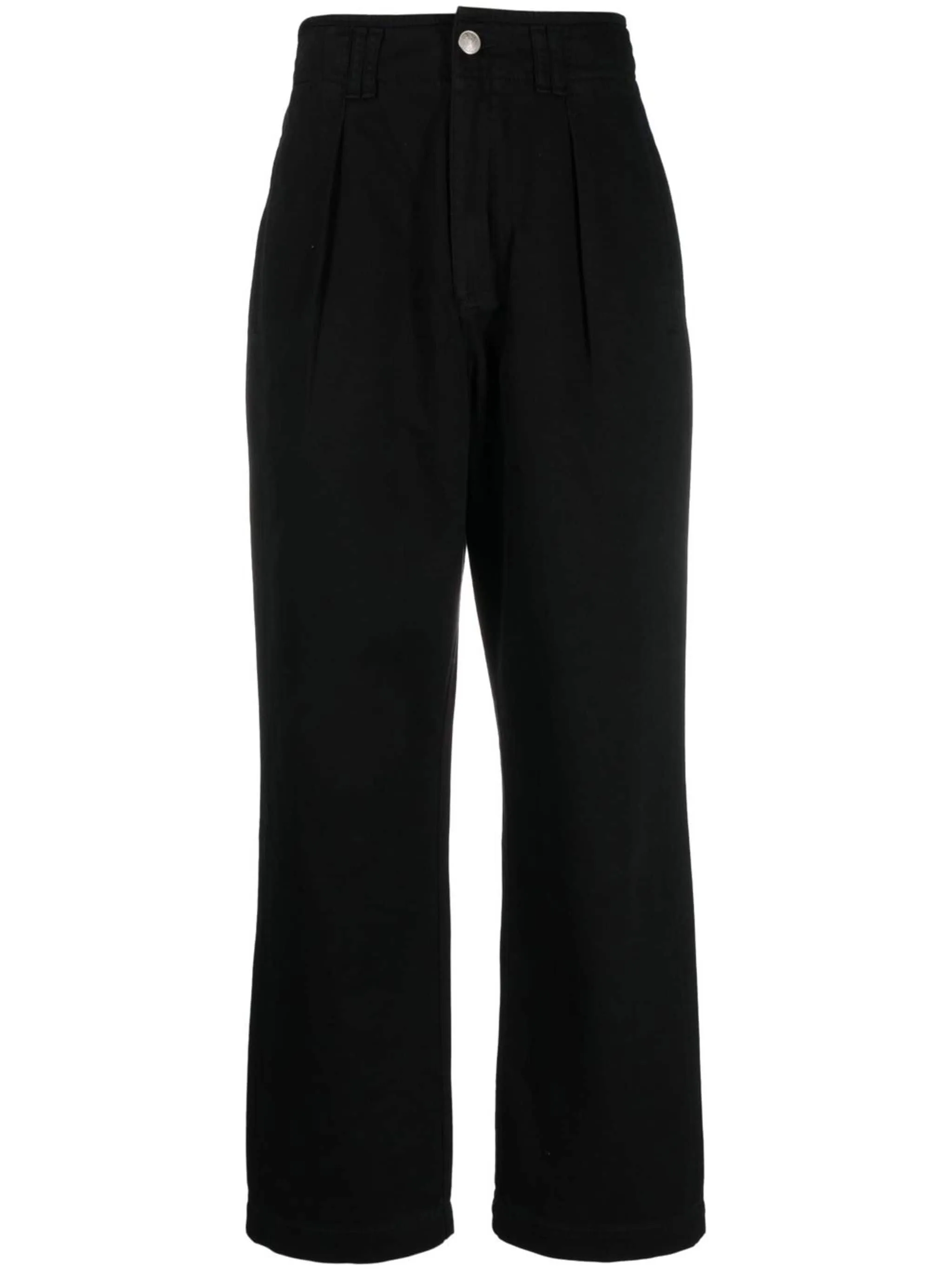 High-Rise Pleated Denim Trousers