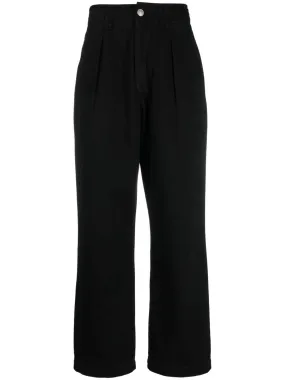High-Rise Pleated Denim Trousers