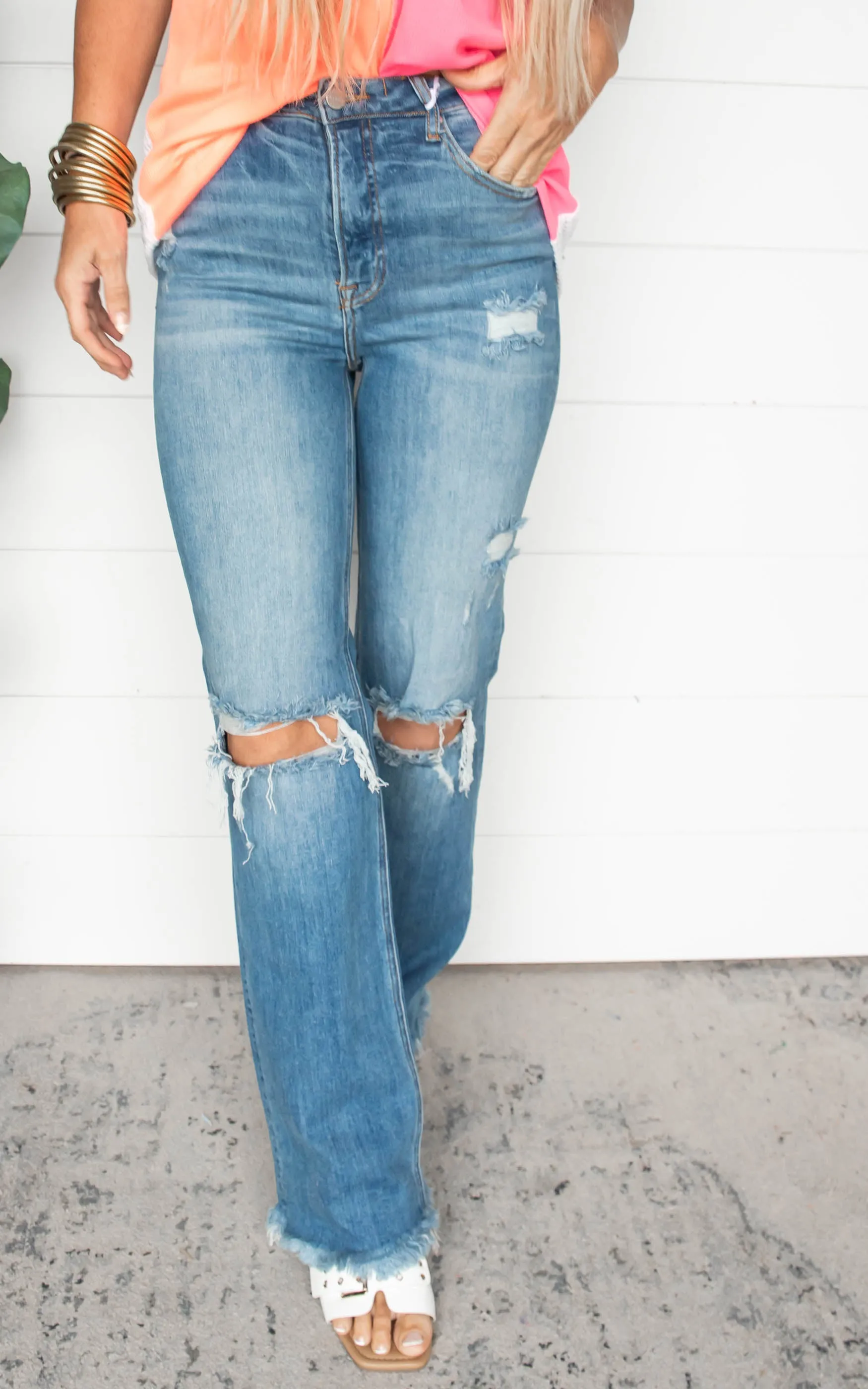 High Rise Straight Denim Jeans- RISEN - Final Sale