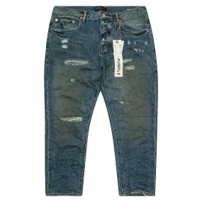 Indigo Vintage Distress Crop Denim