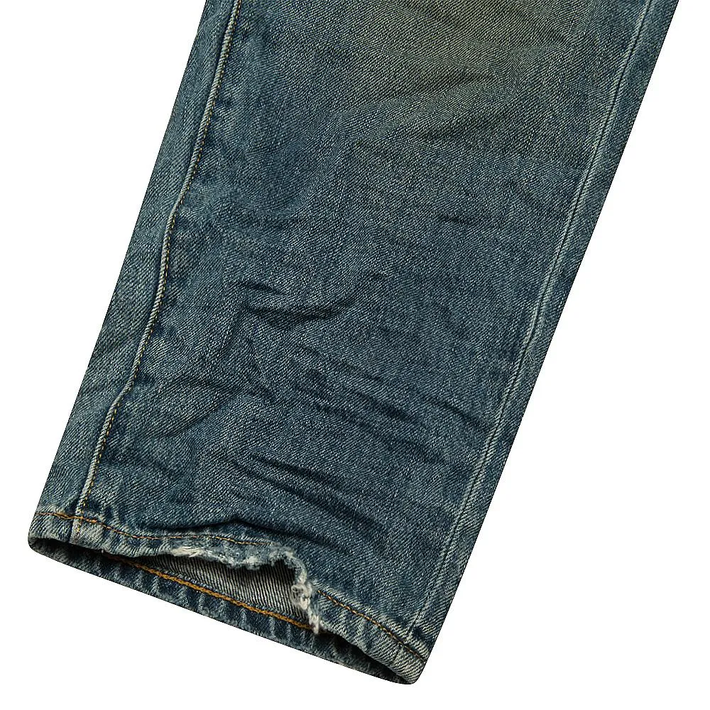 Indigo Vintage Distress Crop Denim