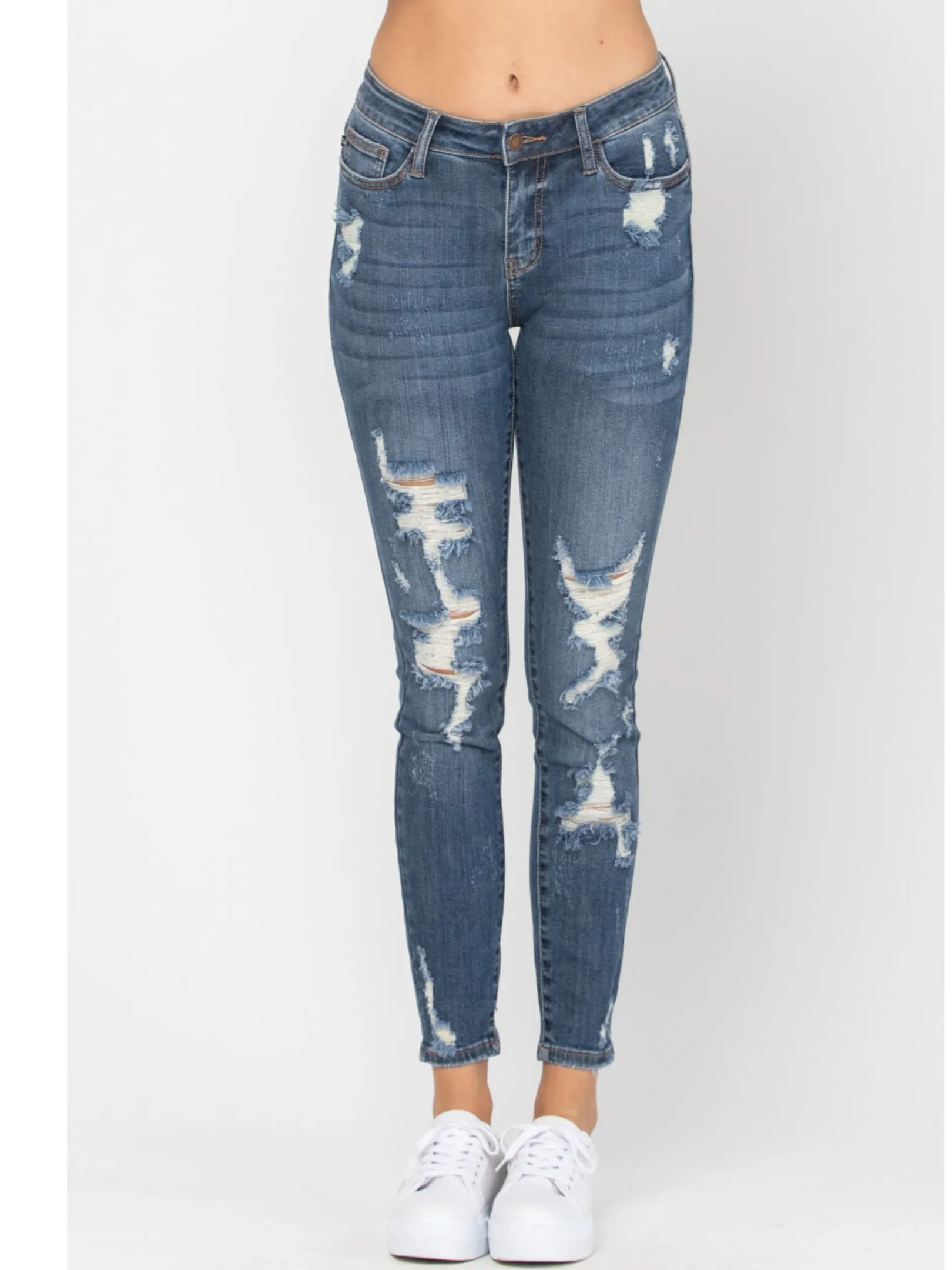 Judy Blue Midrise Heavy Destroy Skinny