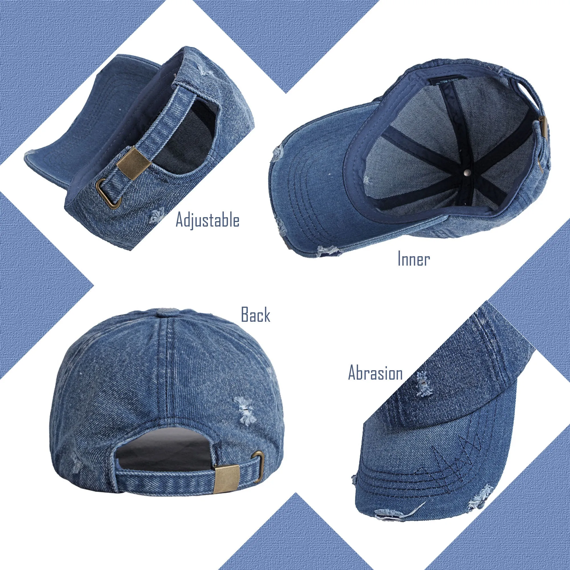 K913 | BASEBALL CAP - DISTRESSED DENIM