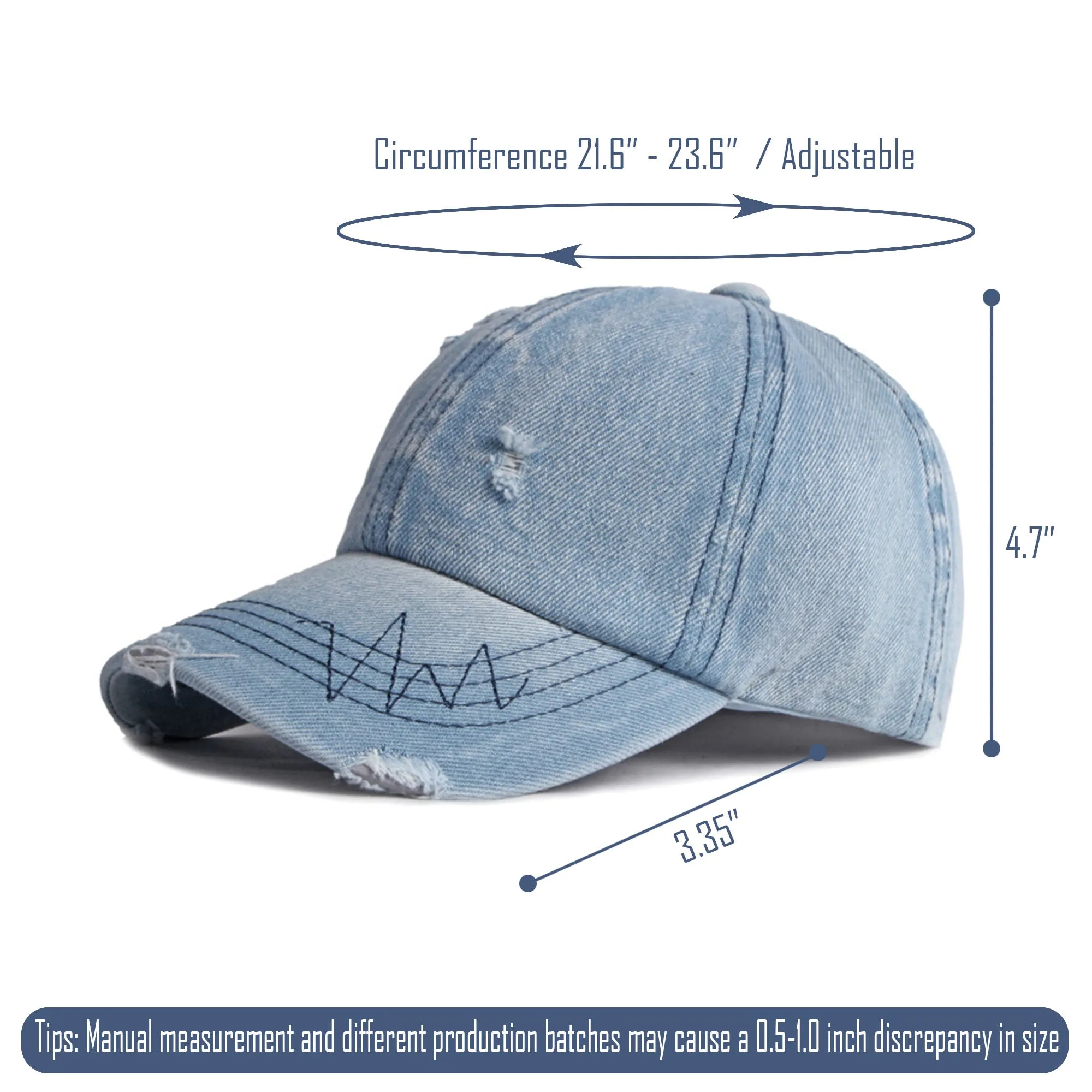 K913 | BASEBALL CAP - DISTRESSED DENIM