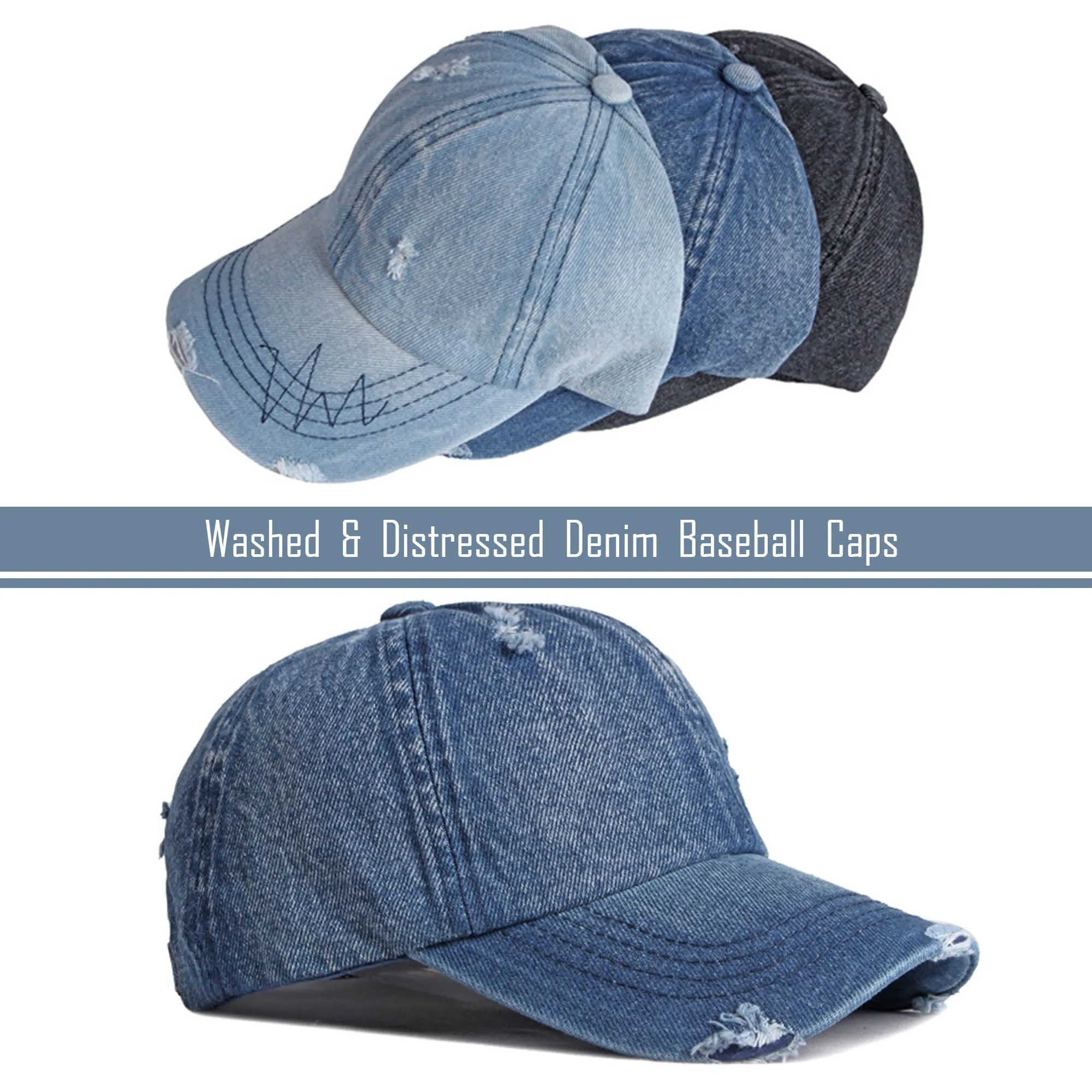 K913 | BASEBALL CAP - DISTRESSED DENIM