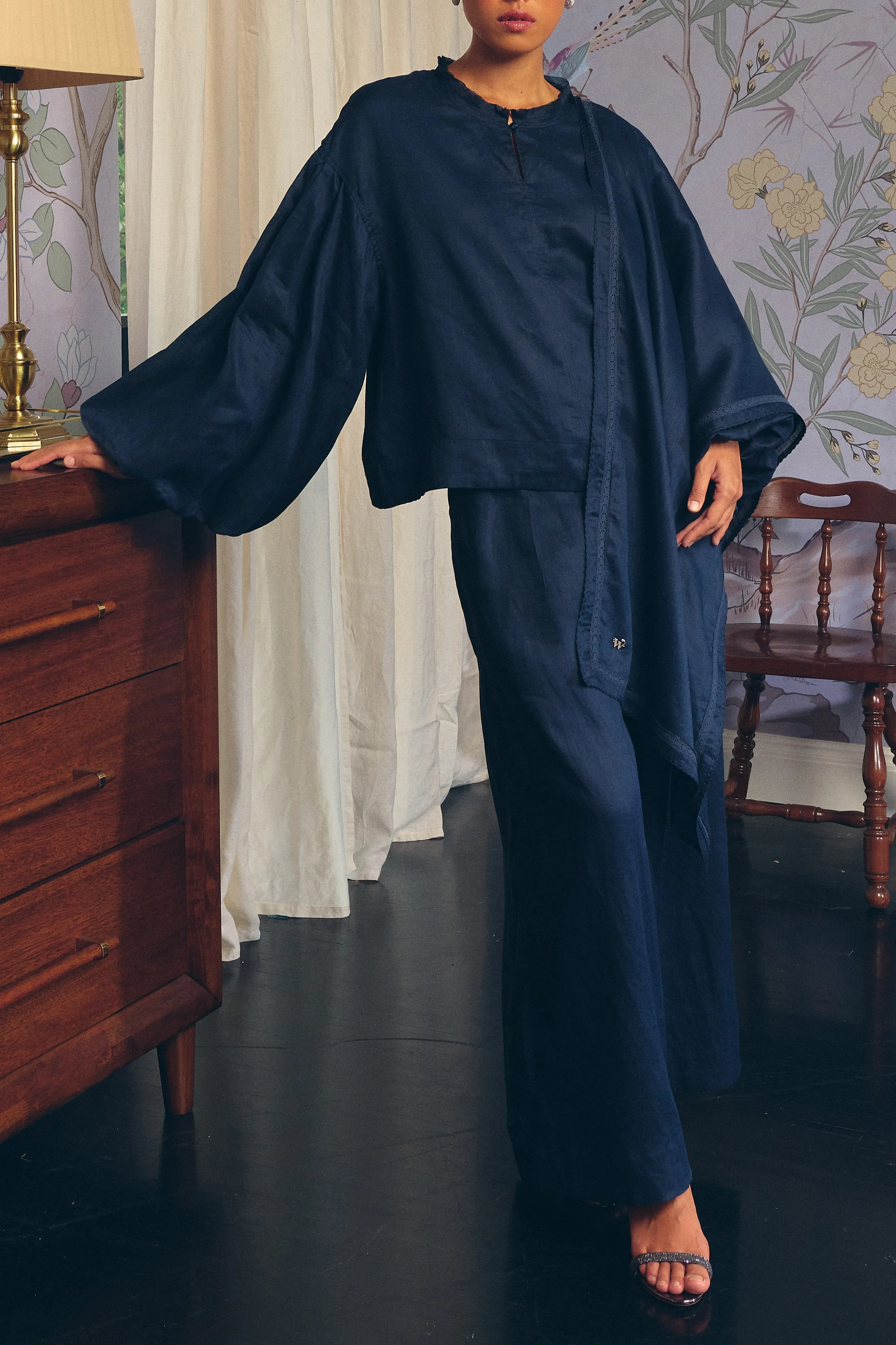Lady Ramie Trousers in Midnight