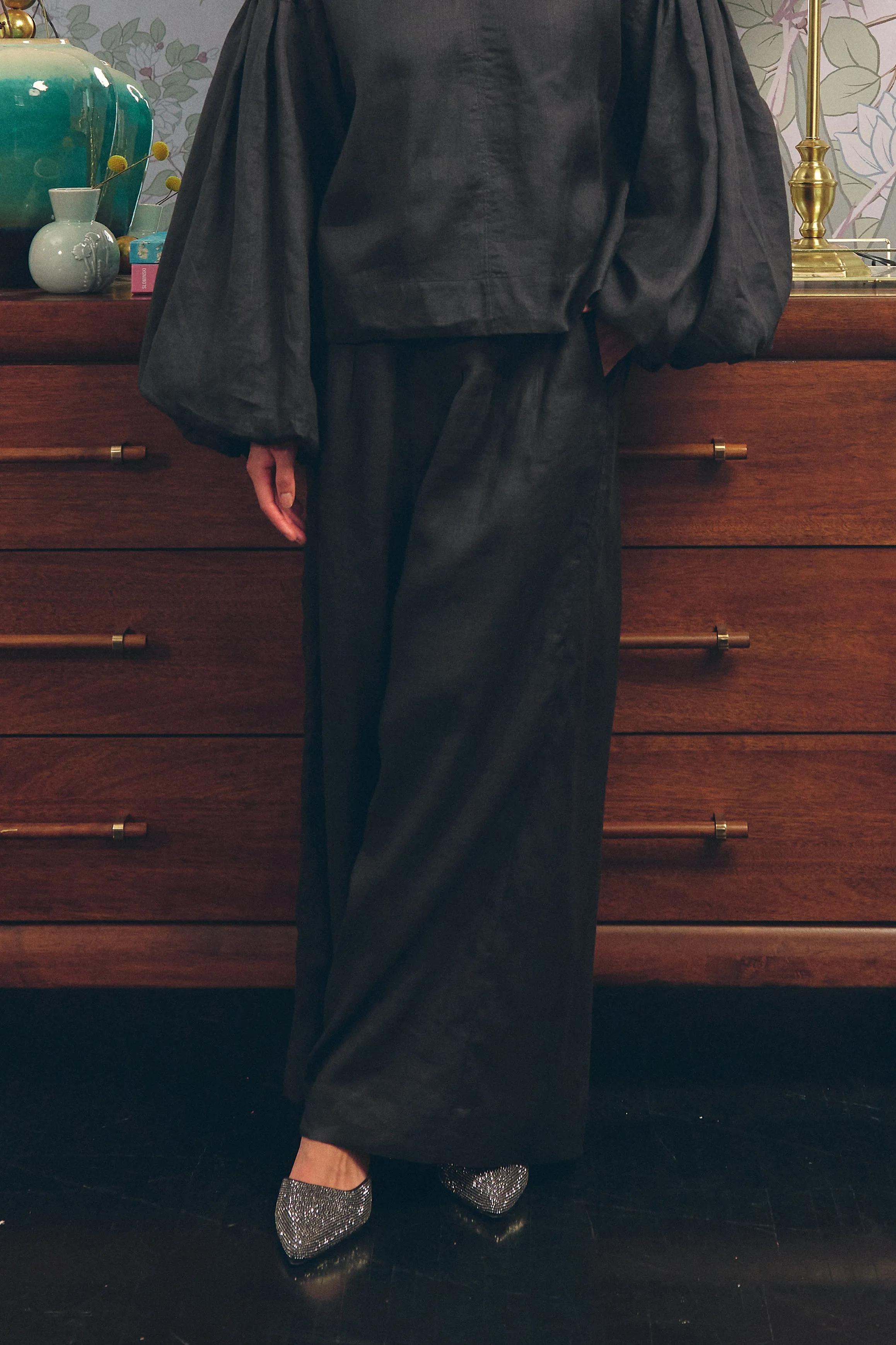 Lady Ramie Trousers in Onyx
