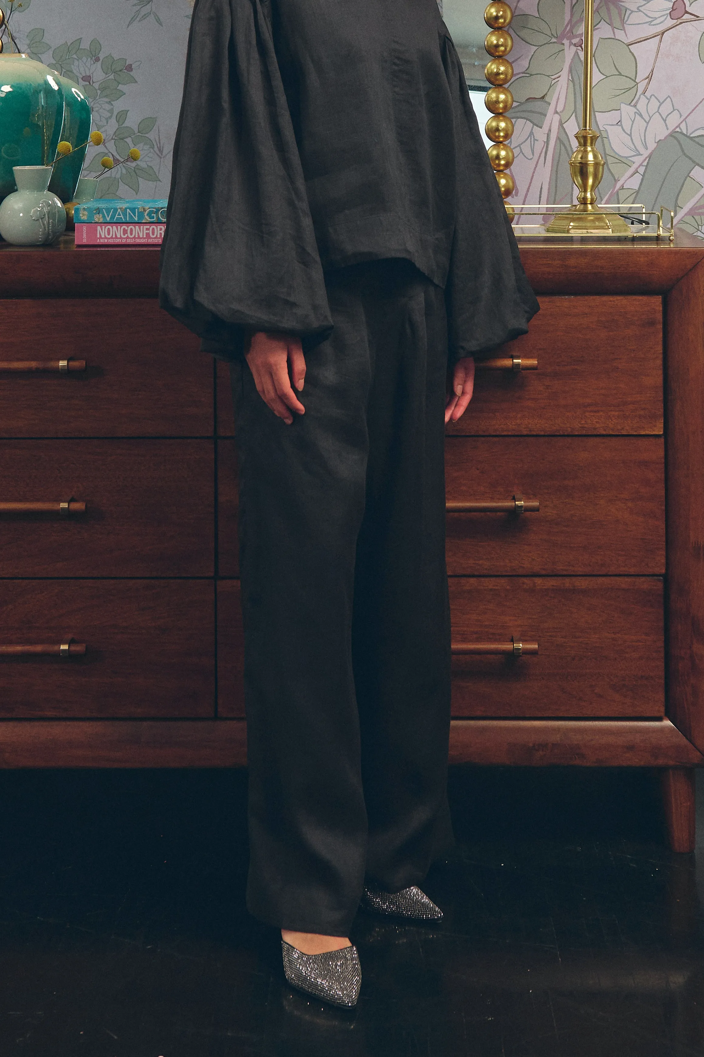 Lady Ramie Trousers in Onyx