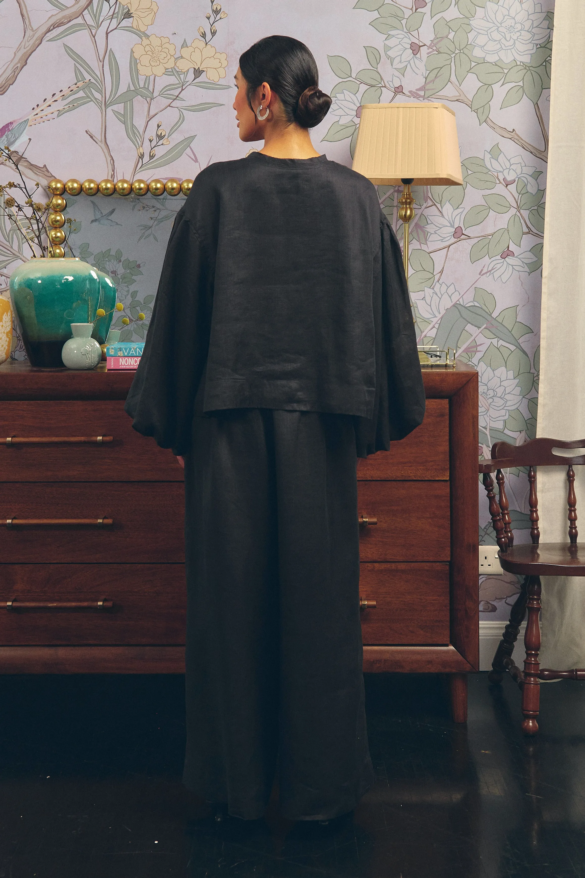 Lady Ramie Trousers in Onyx
