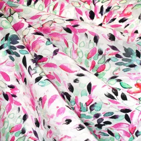 Layered Watercolor Petals Rayon Challis Pink/Mint SY