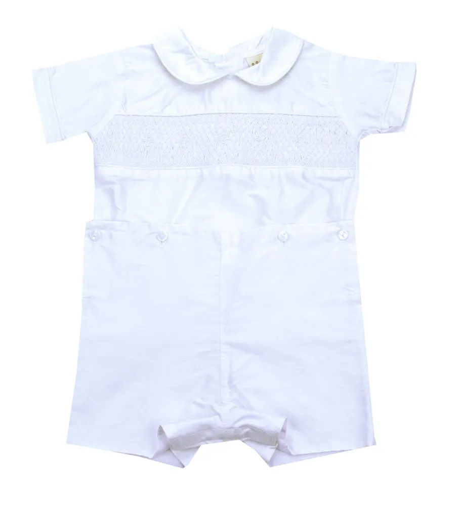 Le' Za Me White Smocked Silk Button Waist