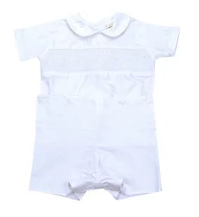 Le' Za Me White Smocked Silk Button Waist