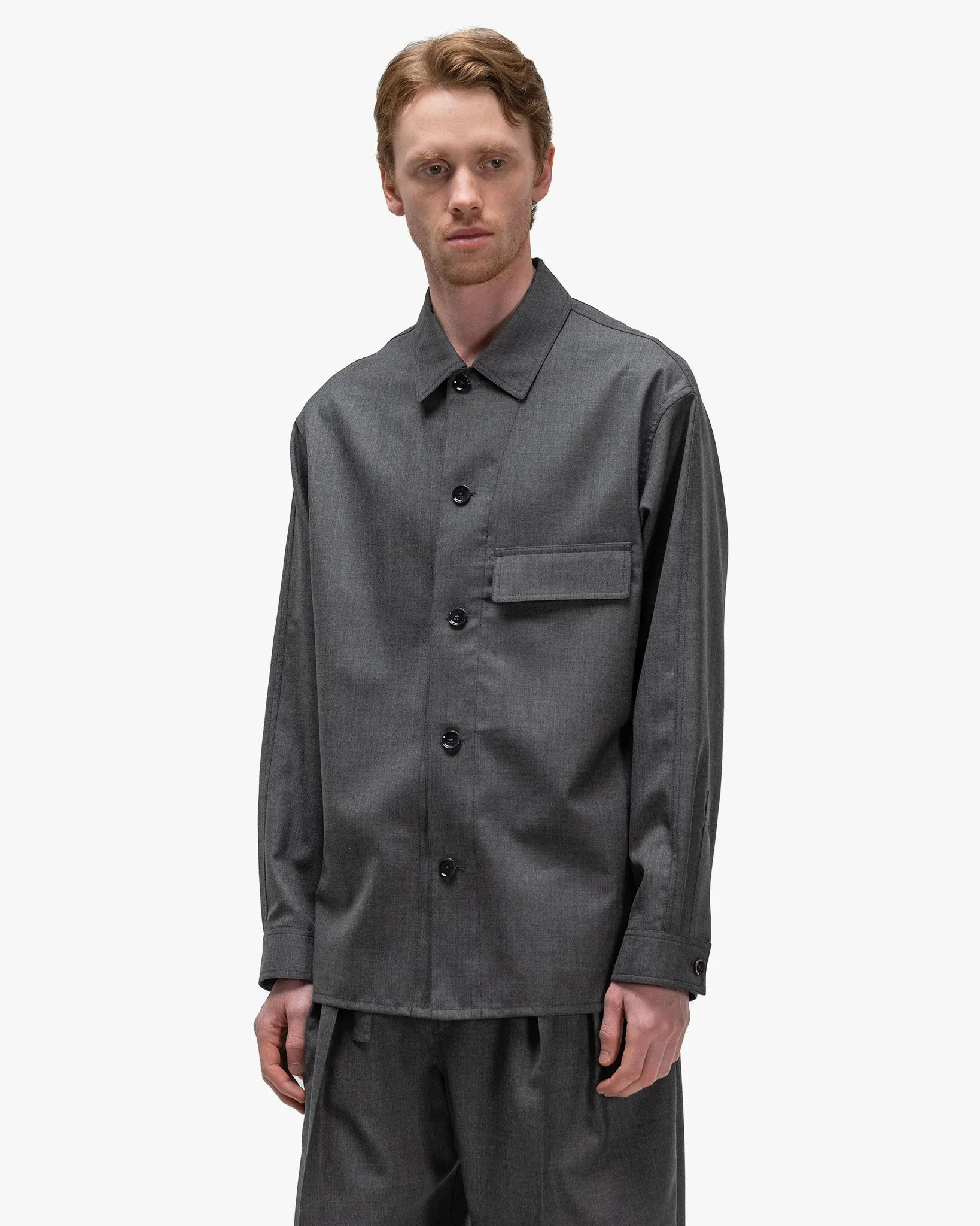 Light Tailored Overshirt Grey Melange