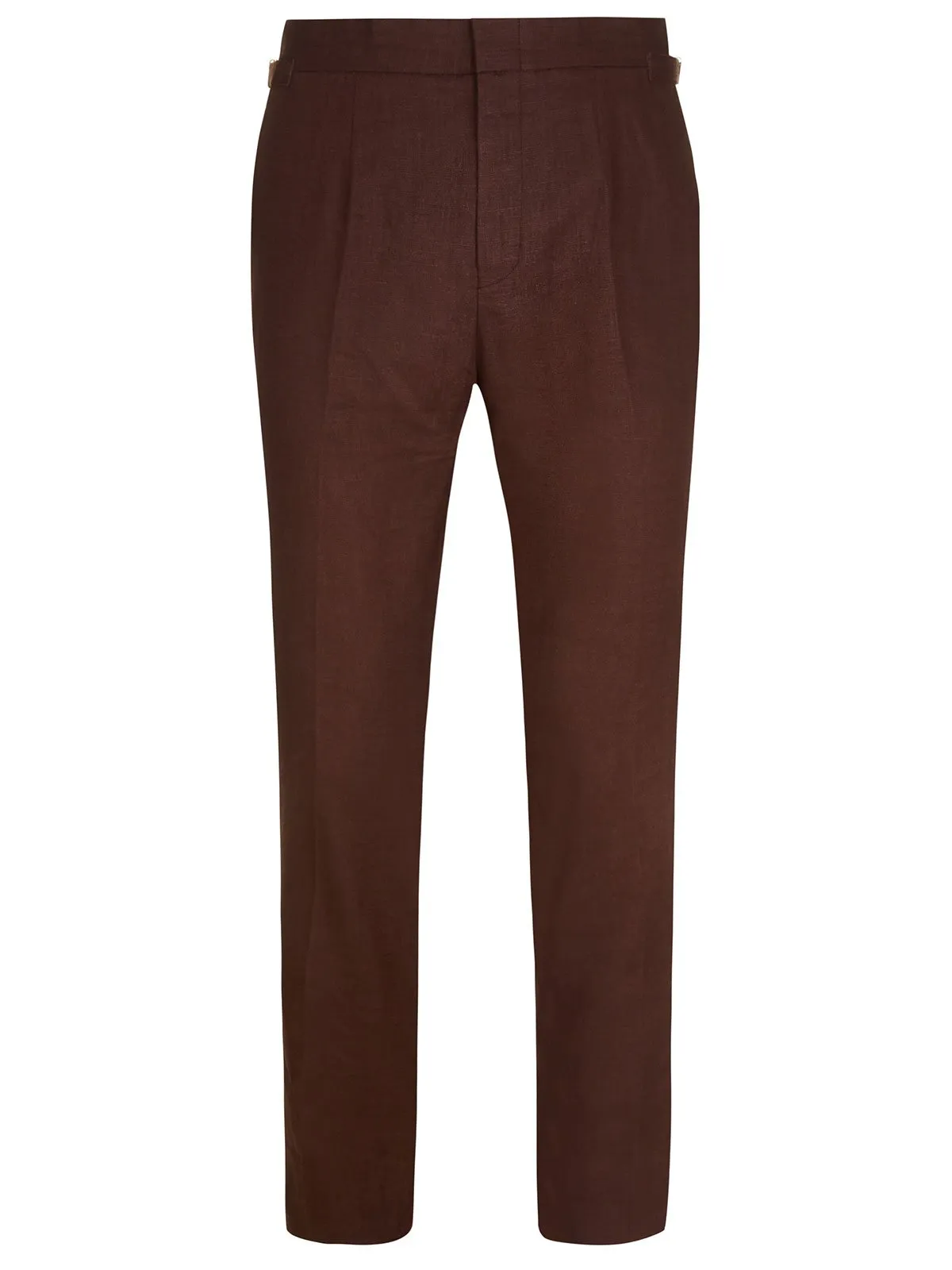 Linen High Waisted Trousers - Brown