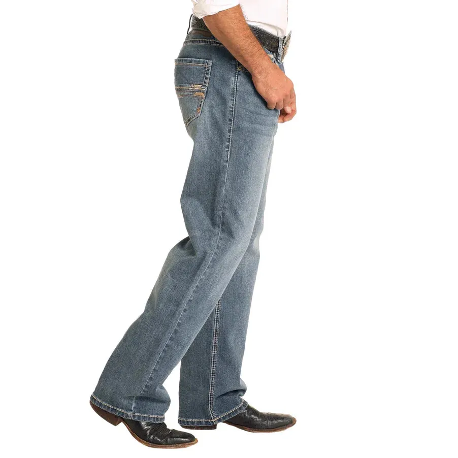 Men's Rock and Roll Denim Relaxed Fit Straight Stitch Straight Leg Jeans BM0SD04814