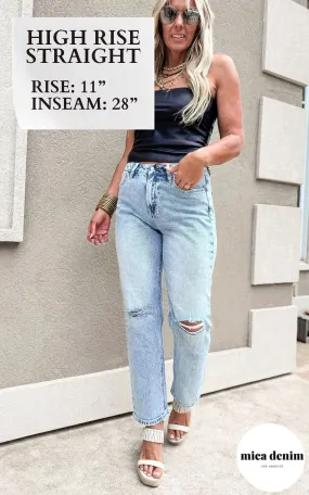 Mica | The Cara High Rise Straight Leg Denim Jeans *