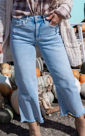 MICA | The Electric Blue High Rise Ankle Wide Leg Denim Jean*