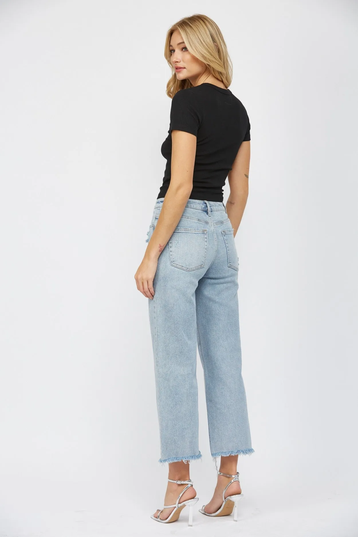 MICA | The Electric Blue High Rise Ankle Wide Leg Denim Jean*