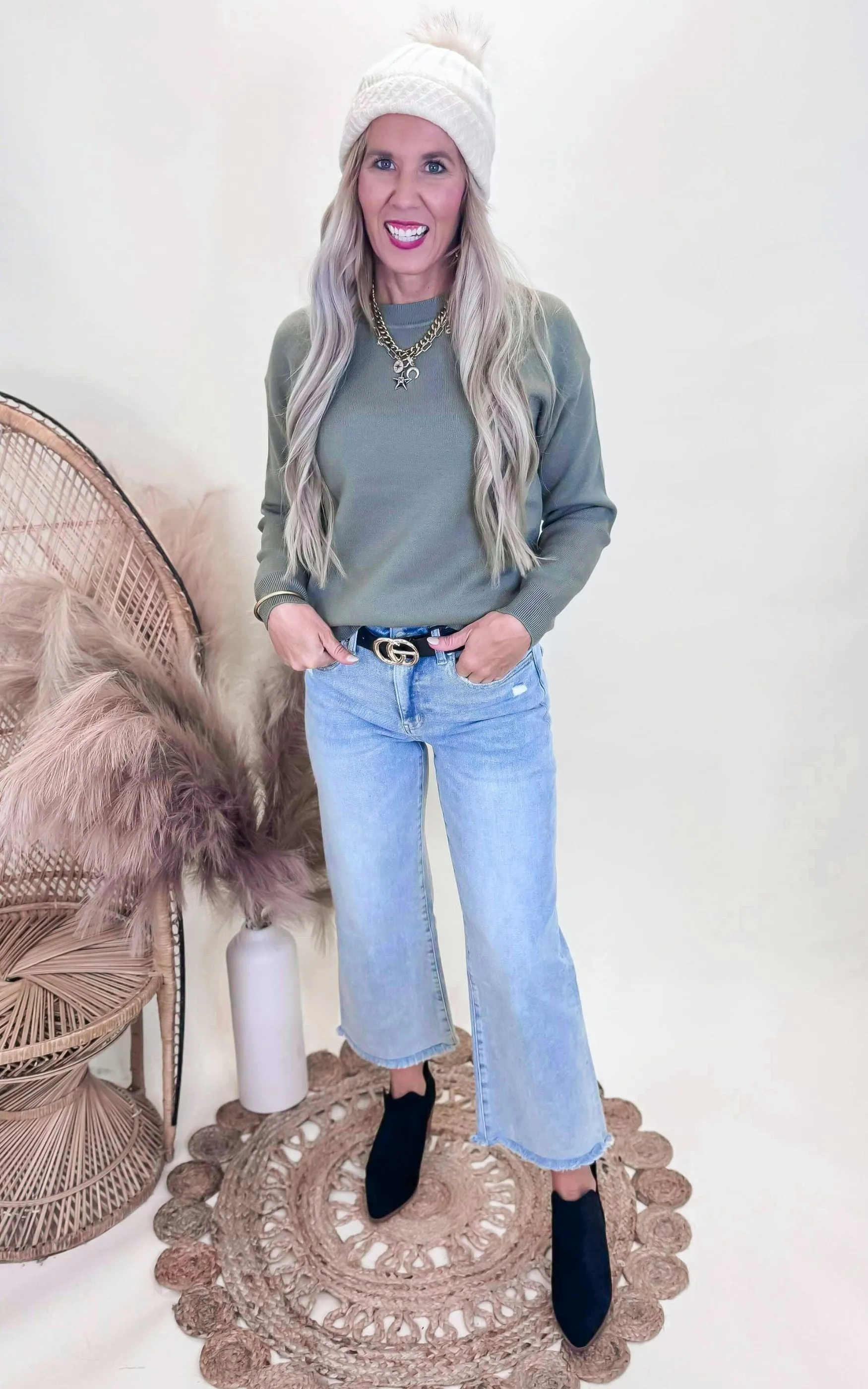 MICA | The Electric Blue High Rise Ankle Wide Leg Denim Jean*