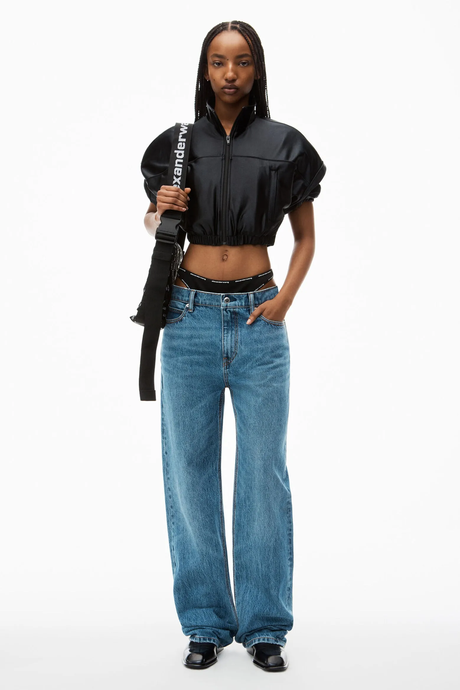 MID RISE RELAXED JEAN PRESTYLE LOGO ELASTIC BIKINI