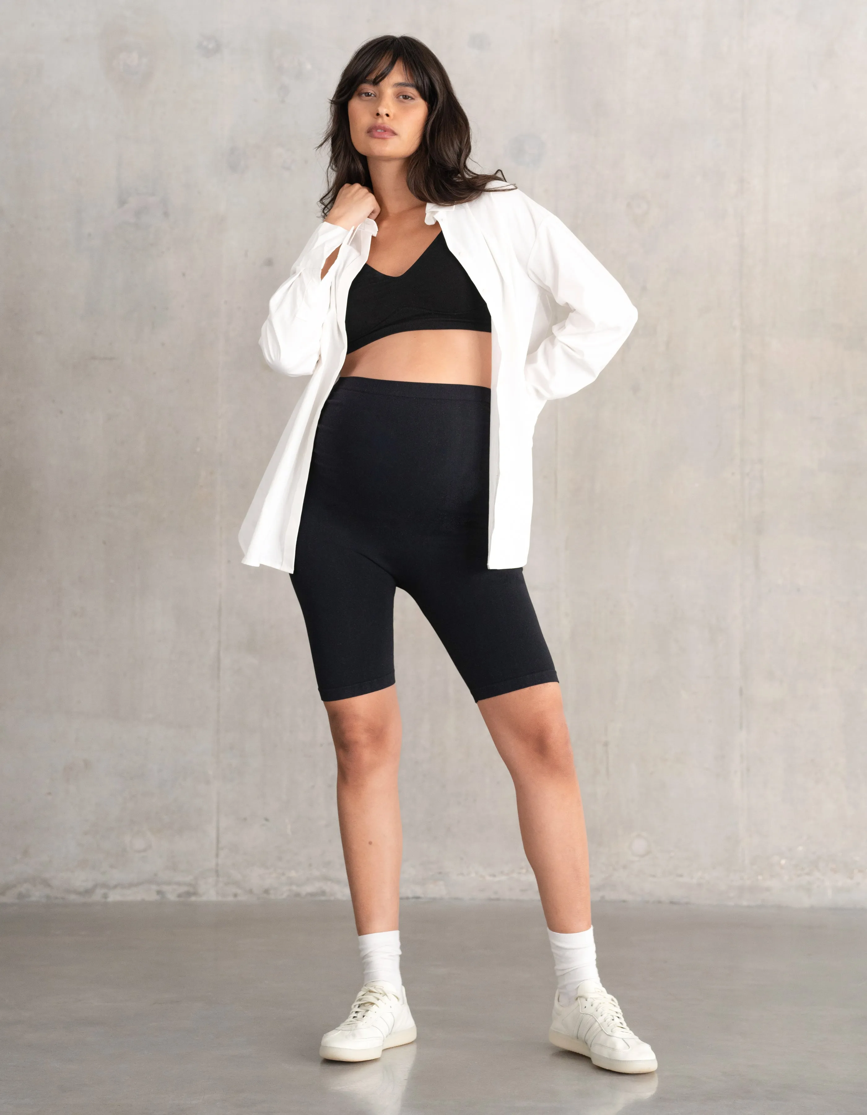 Over Bump Cycling Short Maternity Leggings