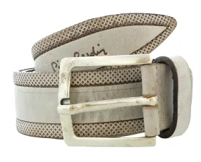 Pierre Cardin Distressed Beige Classic Silver D-Ring Adjustable Belt Adjustable Mens Belt-