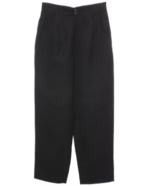 Pinstriped Black Pleated Trousers - W28 L28