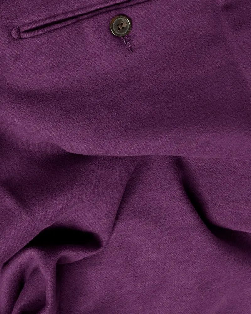 Plain Purple Stretch Cotton Trousers